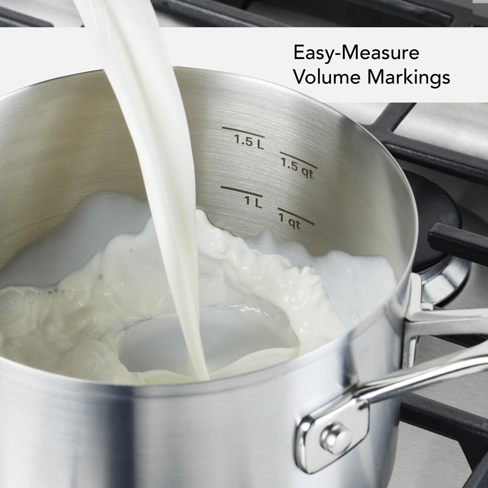 Stainless Steel 2-Quart Saucepan with Measuring Marks and Lid