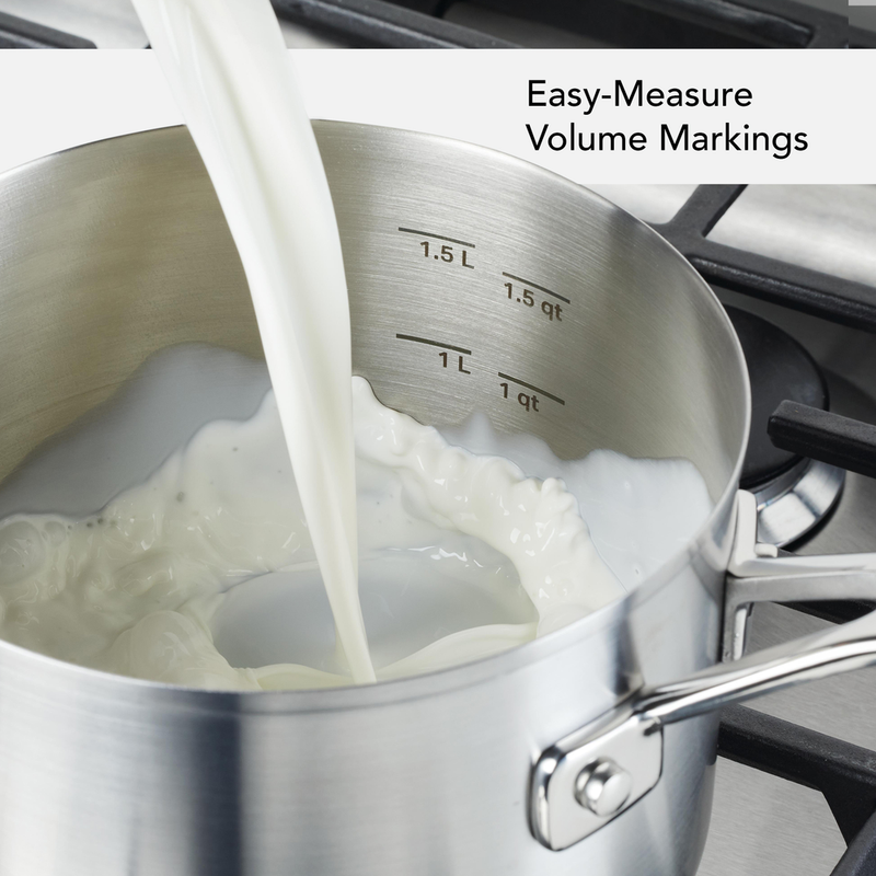 Stainless Steel 2-Quart Saucepan with Measuring Marks and Lid