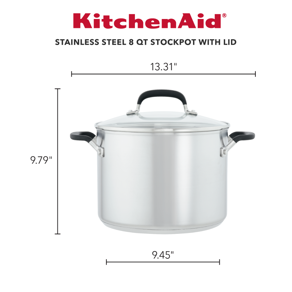 Stainless Steel 8-Quart Stockpot with Measuring Marks and Lid