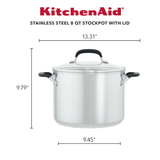KitchenAid 8-Piece 8.39-in Stainless Steel Cookware Set with Lid(s)  Included at