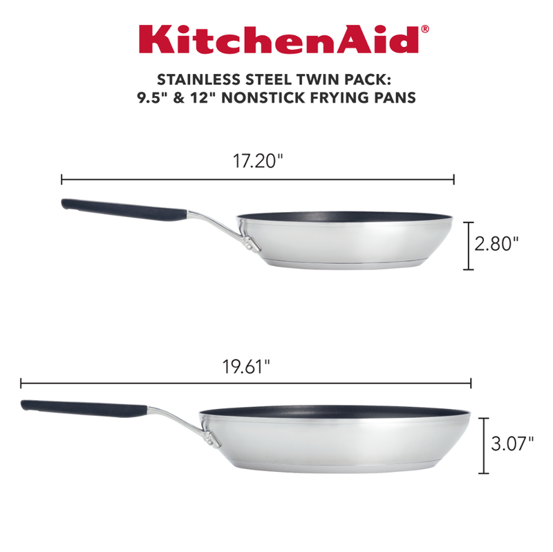 2-Piece Stainless Steel Nonstick Frying Pan Set