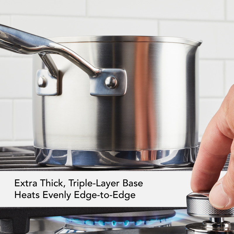 3-Ply Stainless Steel 1.5-Quart Saucepan with Pour Spouts
