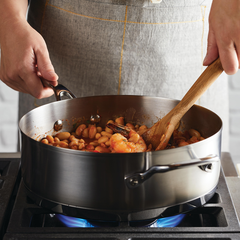 3-Ply Stainless Steel 4.5-Quart Deep Saute Pan with Helper Handle and Lid