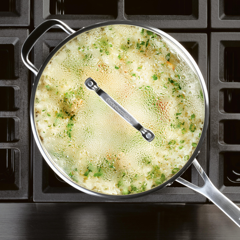 3-Ply Stainless Steel 4.5-Quart Deep Saute Pan with Helper Handle and Lid