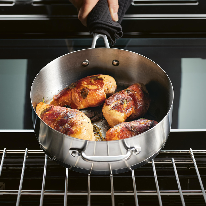 3-Ply Stainless Steel 4.5-Quart Deep Saute Pan with Helper Handle and Lid
