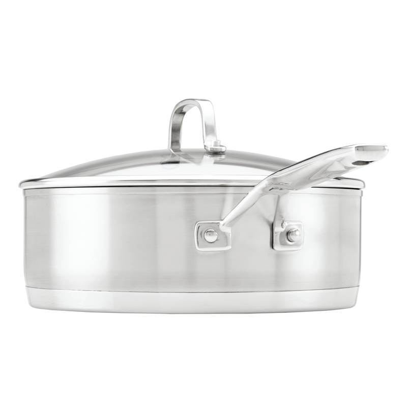 3-Ply Stainless Steel 4.5-Quart Deep Saute Pan with Helper Handle and Lid