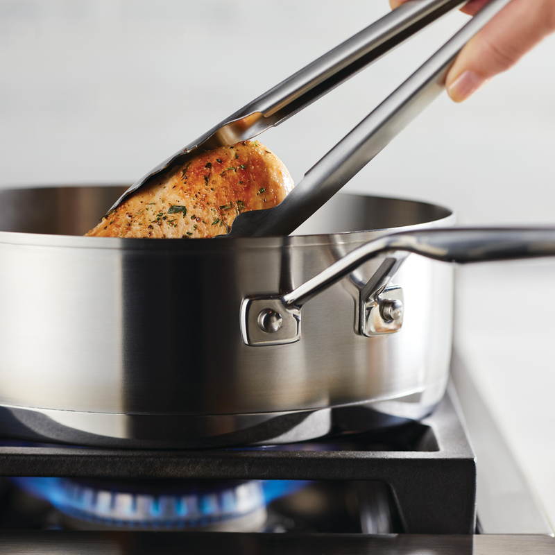 3-Ply Stainless Steel 4.5-Quart Deep Saute Pan with Helper Handle and Lid