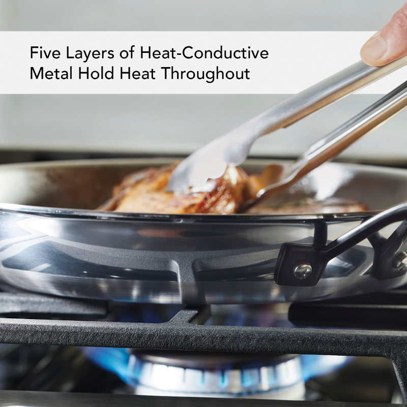 2-Piece 5-Ply Clad Stainless Steel Frying Pan Set