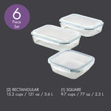 Airtight-Leakproof Borosilicate Glass Bake and Take 6-Piece Food Storage Set