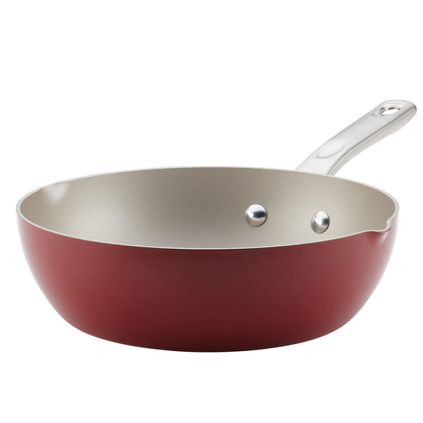 9.75-Inch Nonstick Chef Pan with Pour Spouts | Red