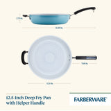 12.5-Inch Recycled Aluminum Ceramic Nonstick Deep Frying Pan