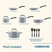 13-Piece Recycled Aluminum Ceramic Nonstick Cookware Set | Gray