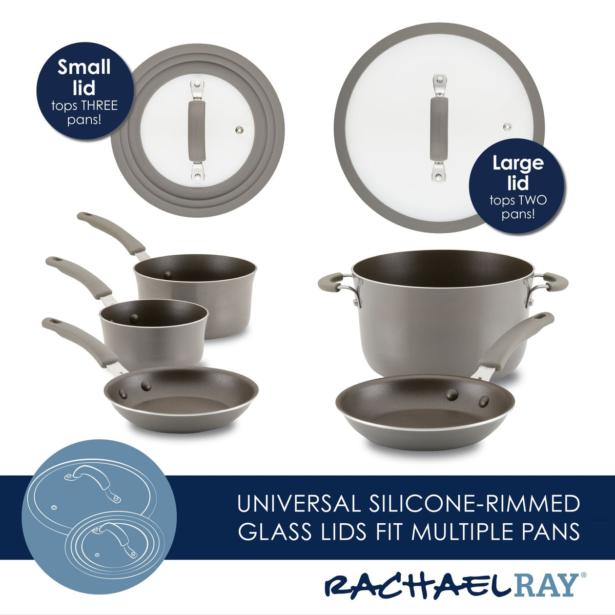 11-Piece Nonstick Cookware Set | Gray