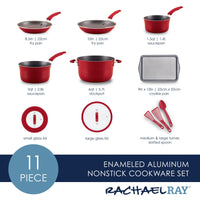 11-Piece Nonstick Cookware Set | Red