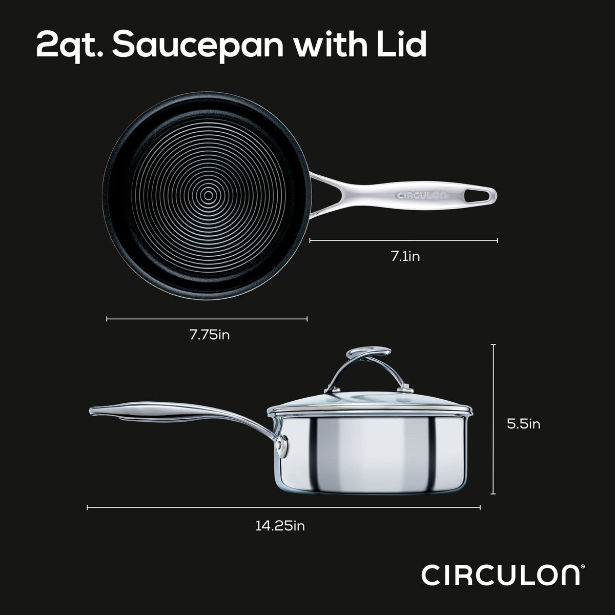 Clad 2 Quart Covered Saucepan