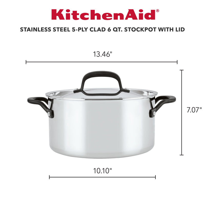 5-Ply Clad Stainless Steel 6-Quart Stockpot with Lid