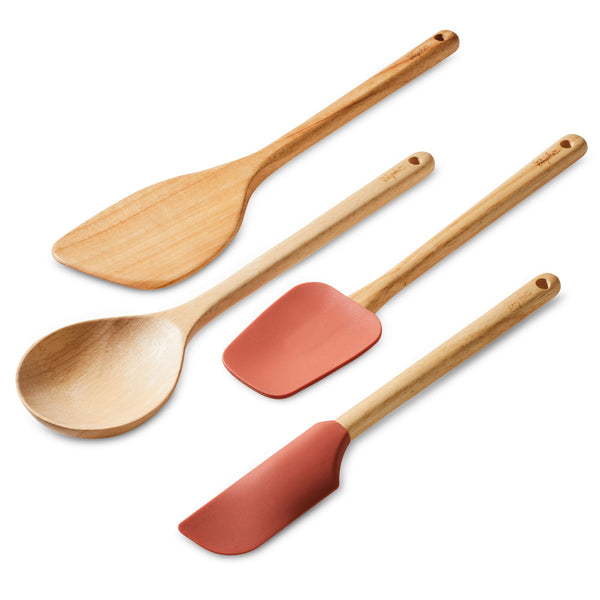 Silicone Kitchen Utensils Set for Cooking, Colorful Cooking Utensils Set  with Wooden Handle