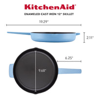 Enameled Cast Iron 12-Inch Skillet With Helper Handle