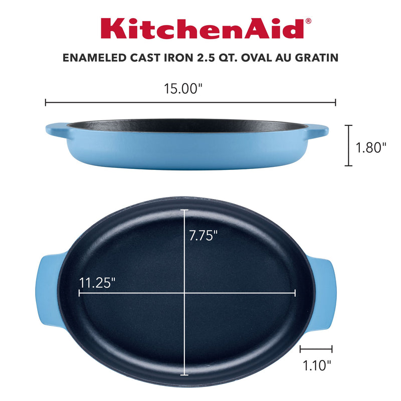 2.5-Quart Enameled Cast Iron Au Gratin Roasting Pan
