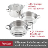 4-Quart Stainless Steel Steamer and Double Basket Set