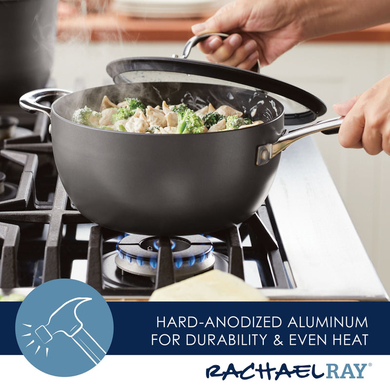 4.5-Quart Hard Anodized Nonstick Saucier Pan with Lid and Helper Handle