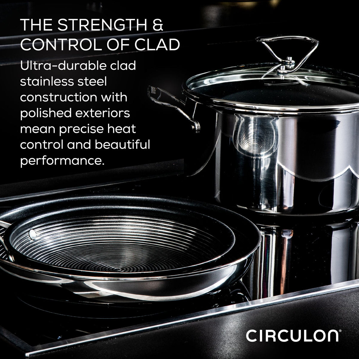 2-Piece Clad Stainless Steel Hybrid Nonstick Frying Pan Set