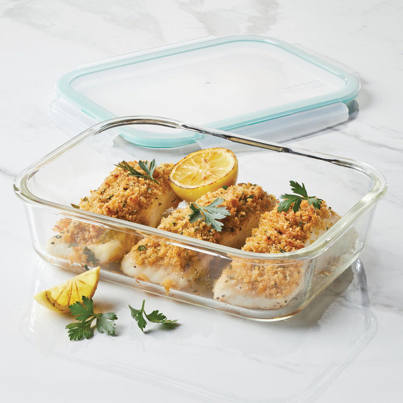 Airtight-Leakproof Borosilicate Glass 2-Piece 51-Oz. Rectangular Container Set