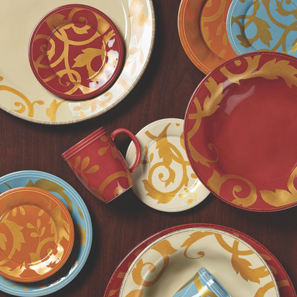 Gold Scroll 10-Inch Round Serving Bowl