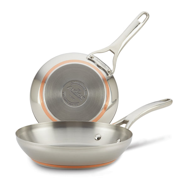 Nouvelle Copper Stainless Steel 8" & 9.5" Frying Pan Set