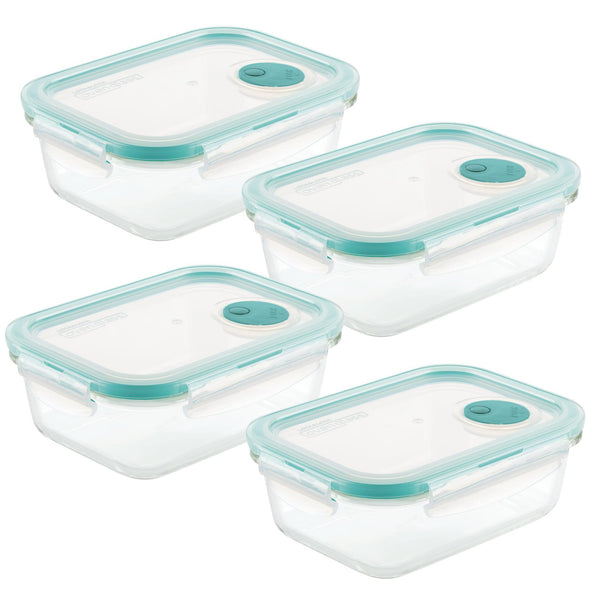 Airtight-Leakproof Borosilicate Glass 4-Piece 21-Oz. Vented Container Set