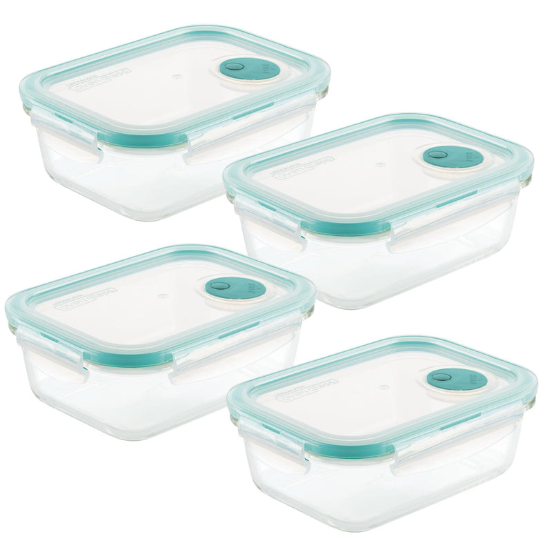 Airtight-Leakproof Borosilicate Glass 4-Piece 21-Oz. Vented Container Set