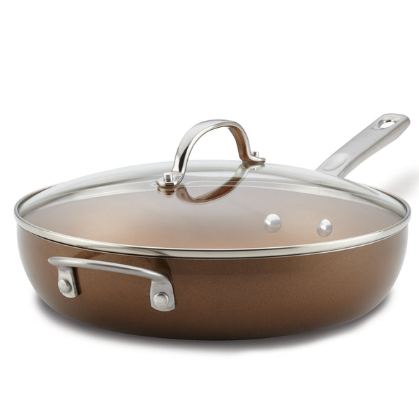 12-Inch Nonstick Deep Frying Pan with Helper Handle