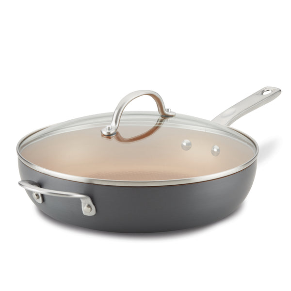 Hard Anodized 12-Inch Nonstick Deep Frying Pan with Helper Handle
