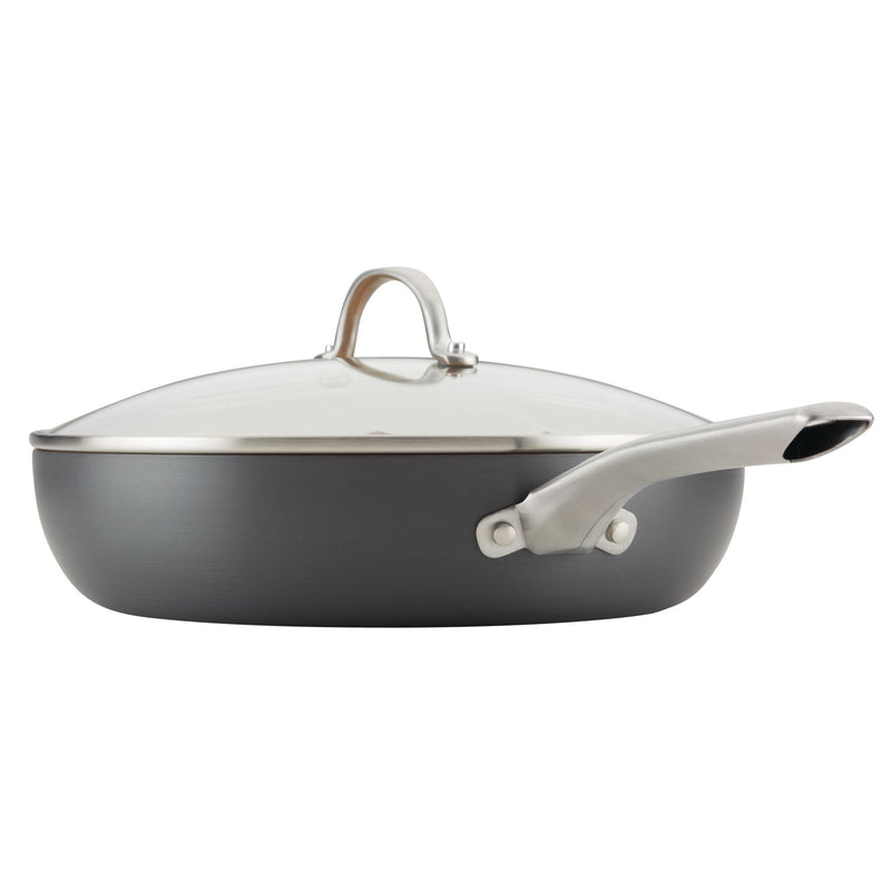 Hard Anodized 12-Inch Nonstick Deep Frying Pan with Helper Handle