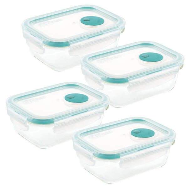 Vent Lid Glass 4-Piece 13-Oz. Food Storage Container Set