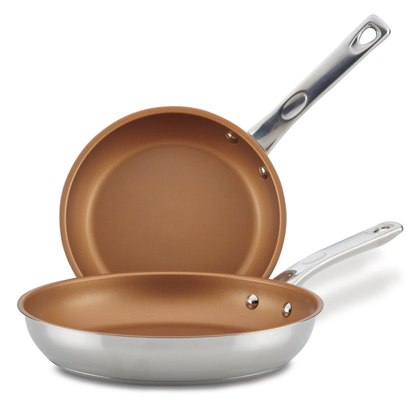 Stainless Steel 9.25" & 11.5" Nonstick Frying Pan Set