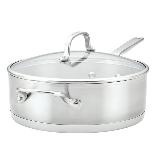 3-Ply Stainless Steel 4.5-Quart Deep Saute Pan with Helper Handle and Lid