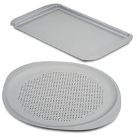 Nonstick Bakeware 2-Piece Perforated Pizza Pan and Baking Sheet Set