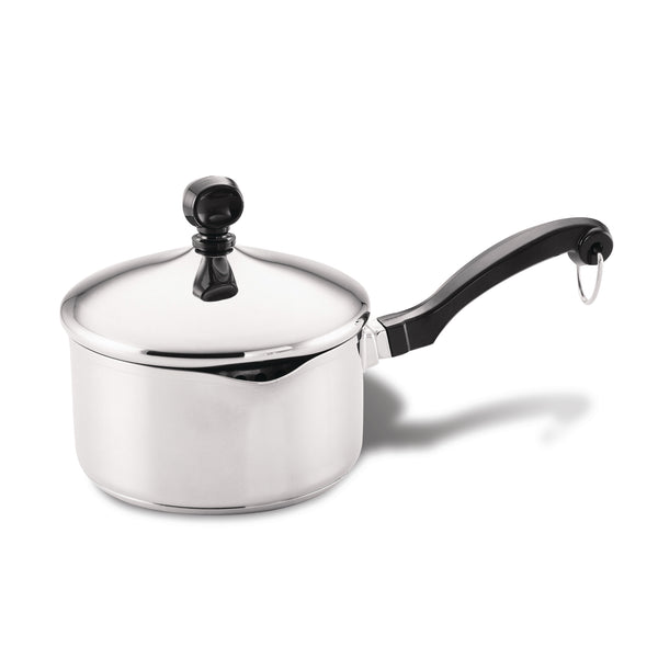 Classic Stainless Steel 1-Quart Covered Straining Saucepan