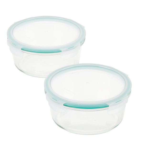 Airtight-Leakproof Borosilicate Glass 2-Piece 32-Oz. Round Container Set