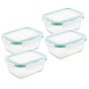 Airtight-Leakproof Borosilicate Glass 4-Piece 14-Oz. Rectangular Container Set