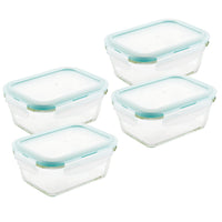 Airtight-Leakproof Borosilicate Glass 4-Piece 14-Oz. Rectangular Container Set