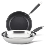 Advanced Tri-Ply 10.25" Nonstick & 12.75" Stainless Steel Frying Pan Set