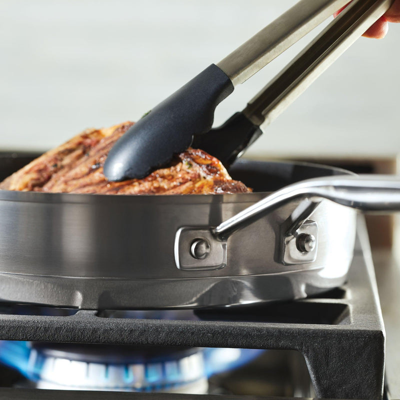 3-Ply Base Stainless Steel 10.25-Inch Nonstick Round Grill Pan