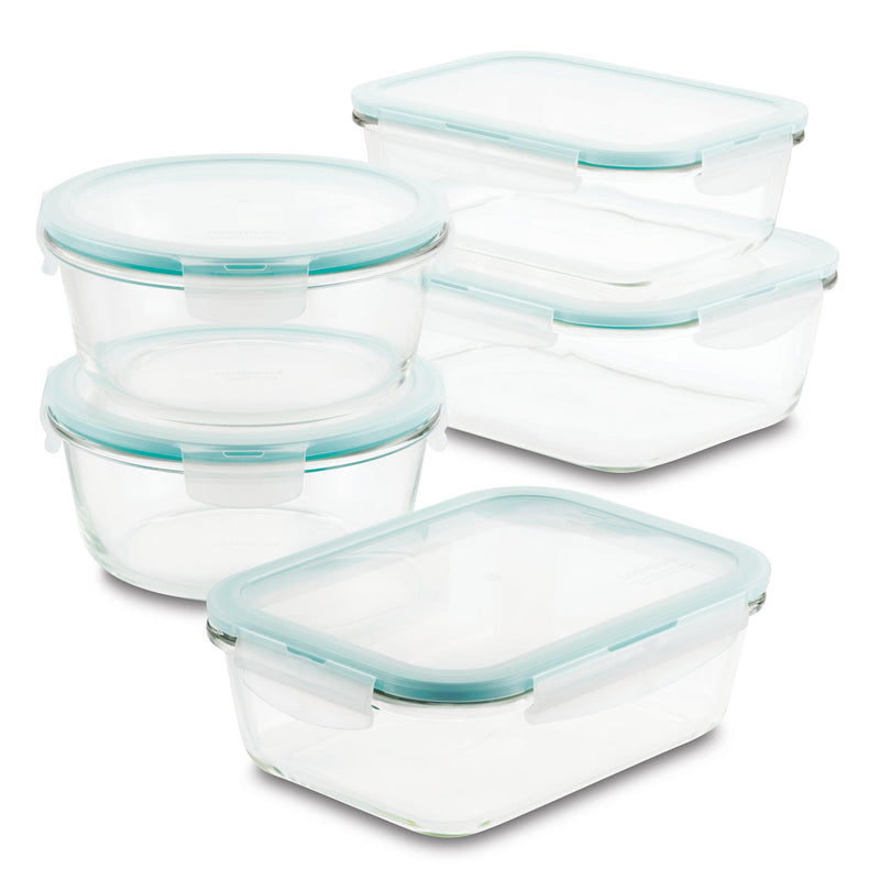 Airtight-Leakproof Borosilicate Glass 10-Piece Assorted Glass Container Set
