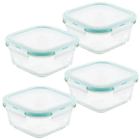 Airtight-Leakproof Borosilicate Glass 4-Piece 17-Oz. Square Container Set