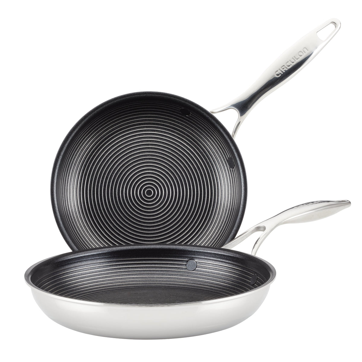 2-Piece Clad Stainless Steel Hybrid Nonstick Frying Pan Set