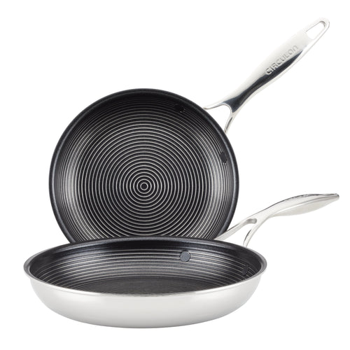 2-Piece Clad Stainless Steel Hybrid Nonstick Frying Pan Set