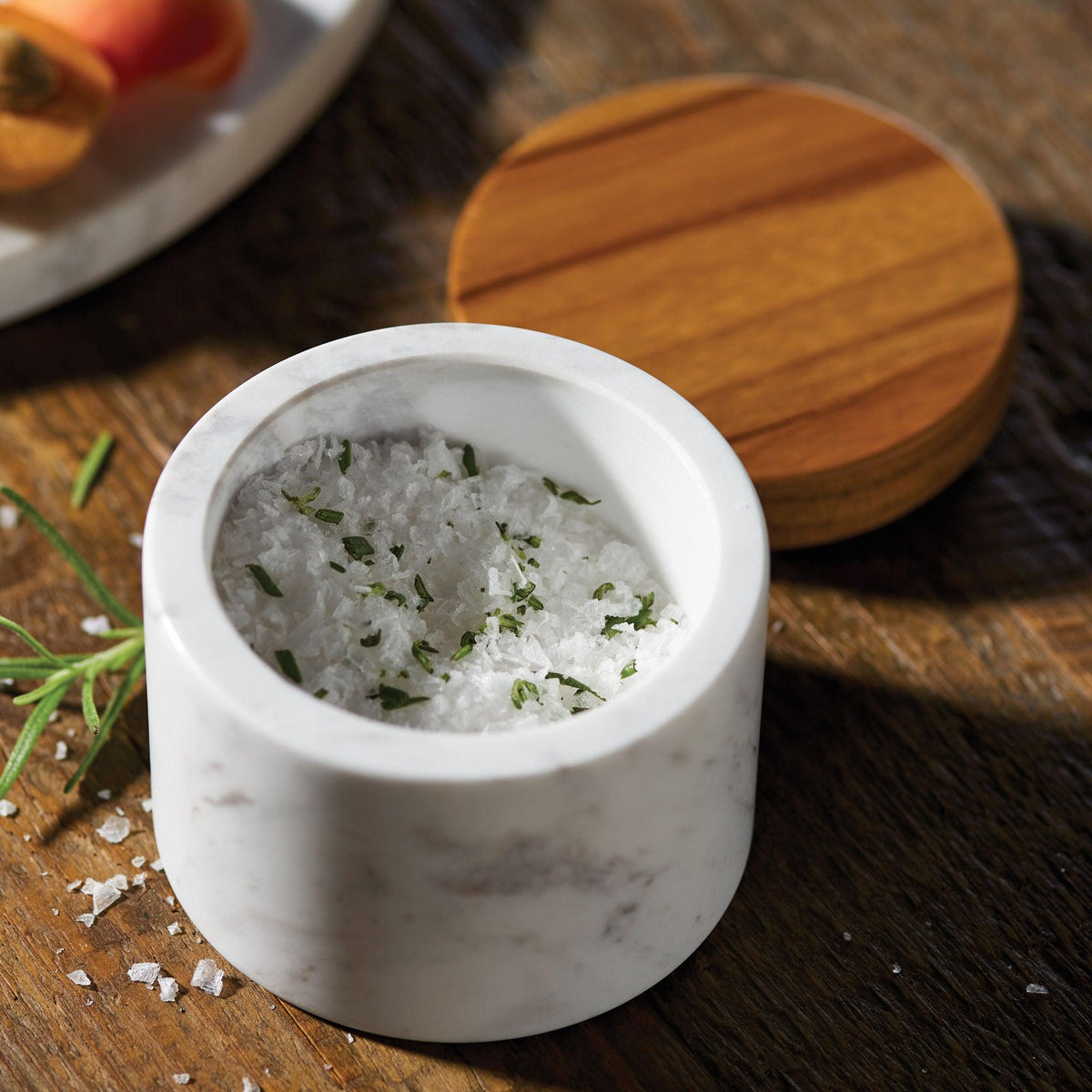 5.25-Ounce Marble Salt Cellar with Wood Lid