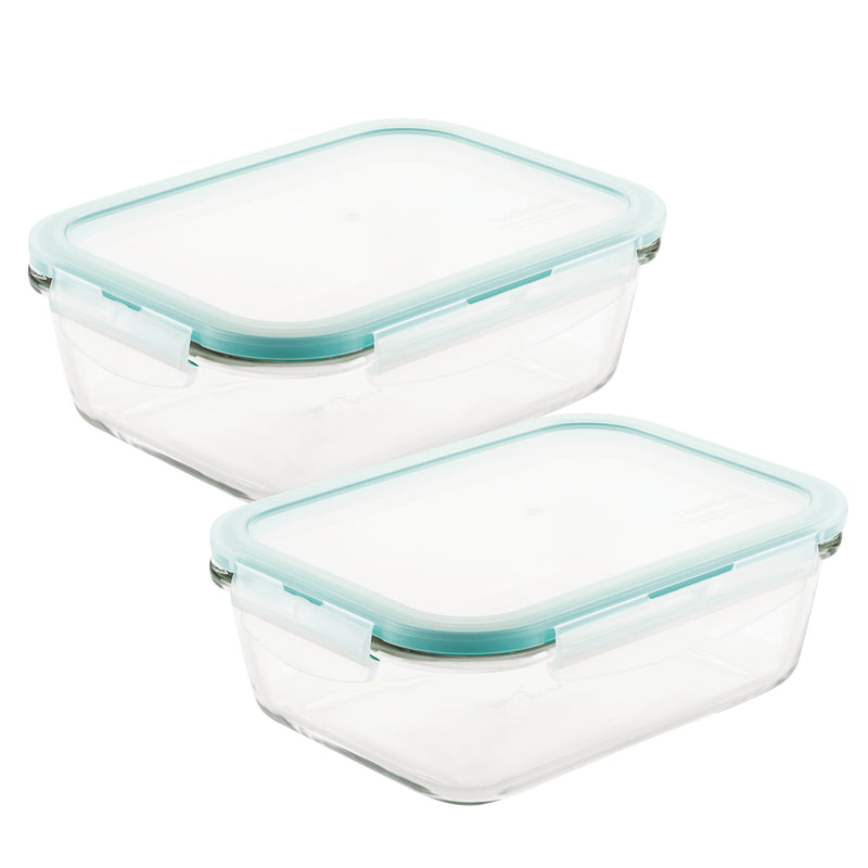 Airtight-Leakproof Borosilicate Glass 2-Piece 34-Oz. Rectangular Container Set